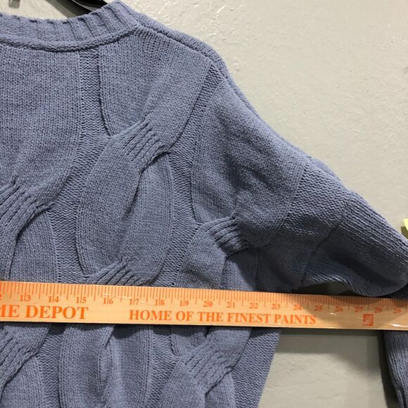 j jill sweater small s blue twist front thick chenille cable knit thick - Picture 14 of 15